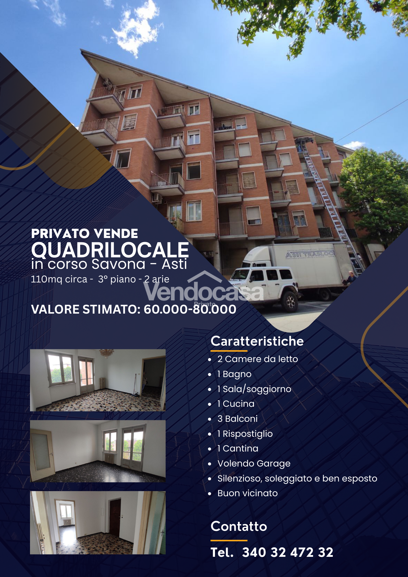 Quadrilocale 110mq zona stazione – in vendita da privato a Asti – foto 1